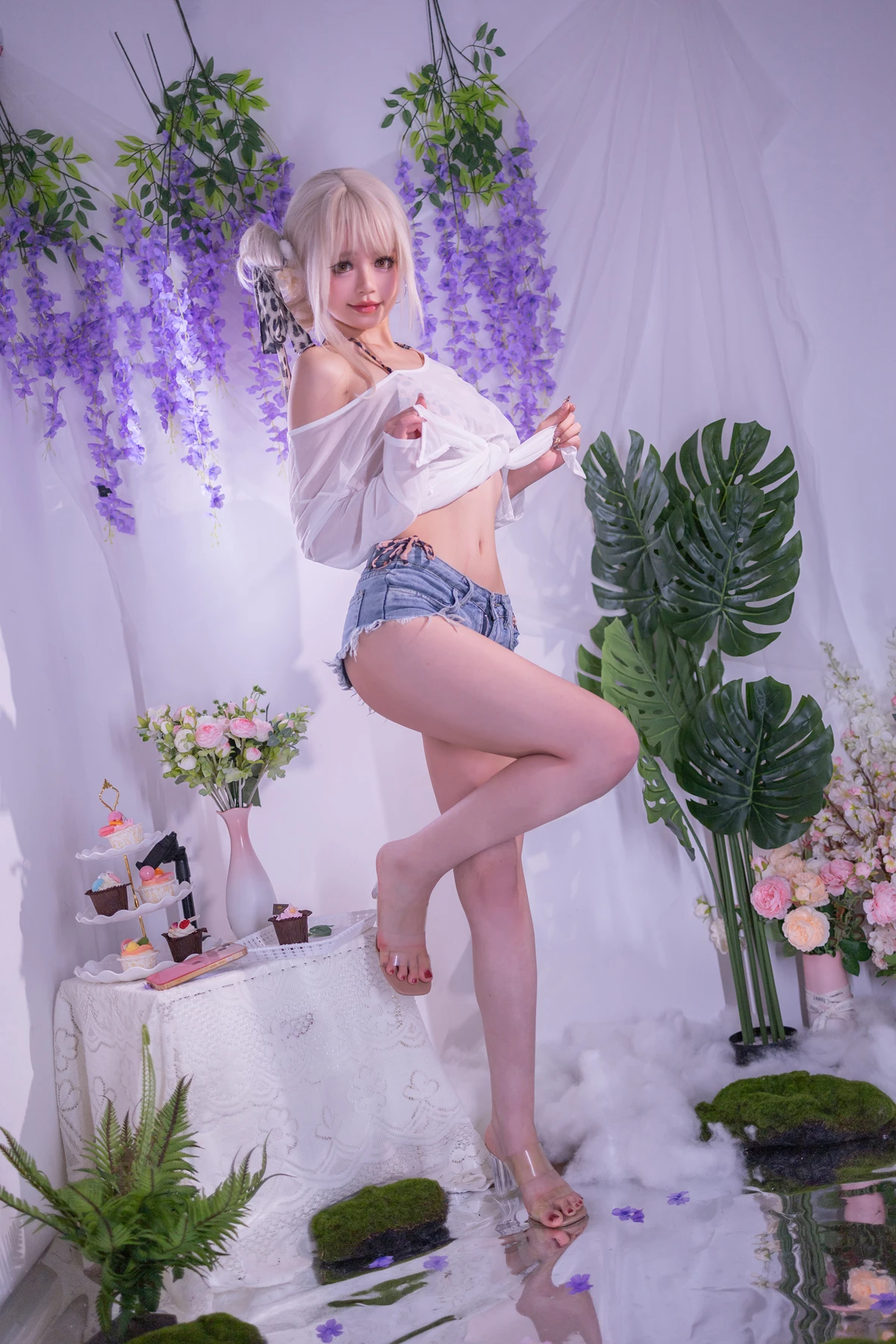 Cosplay 千反田鹿子 – 罩纱豹纹泳装